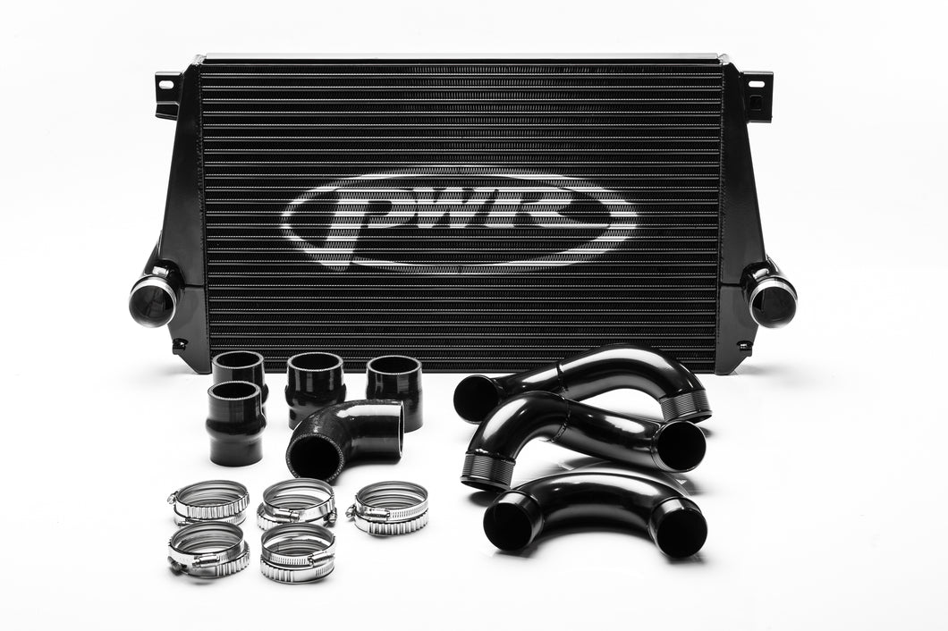 VW Amarok 2012-2016 2.0L 42mm Intercooler & Pipe Kit POWDERCOATED BLACK, billet ribbed outlets