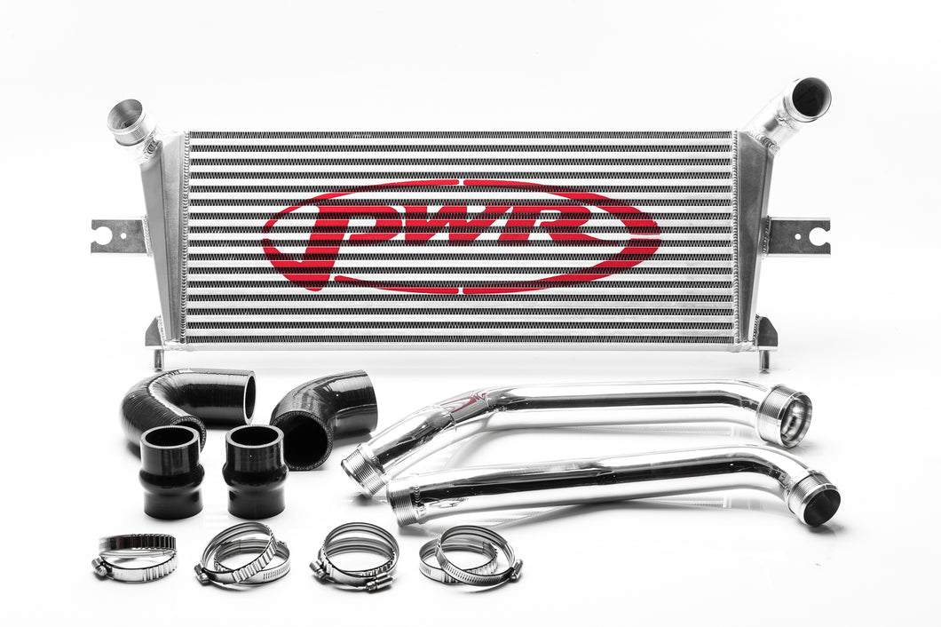 HOLDEN Colorado RG 2014-2019 2.8L Diesel 55mm Intercooler & Pipe Kit, POWDERCOATED BLACK, billet ribbed outlets, includes silicone hose