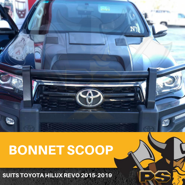 PS4X4 Matt Black Bonnet Scoop Hood to suit Toyota Hilux Revo 2015-2019