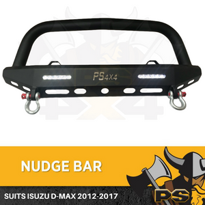 Black Steel Nudge Bar to suit Isuzu D-max Dmax 2012-2019 Hooks Heavy Duty