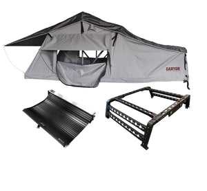ROOF TOP TENT CAMPING PACKAGE - 2 PERSON LONG STYLE SOFT SHELL TENT CANYON OFFROAD
