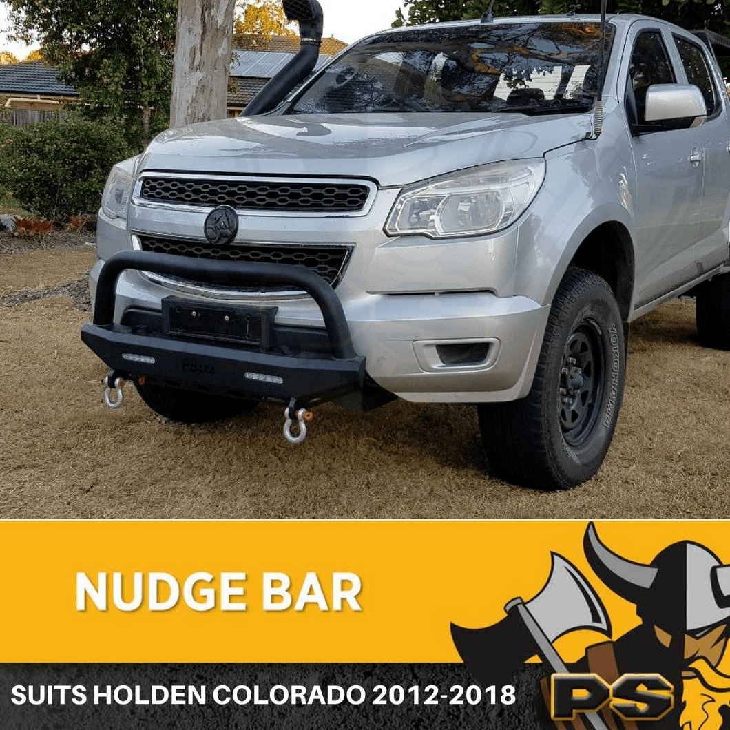 Black Steel Nudge Bar to suit Holden Colorado 2012-2019 Hooks Heavy Duty