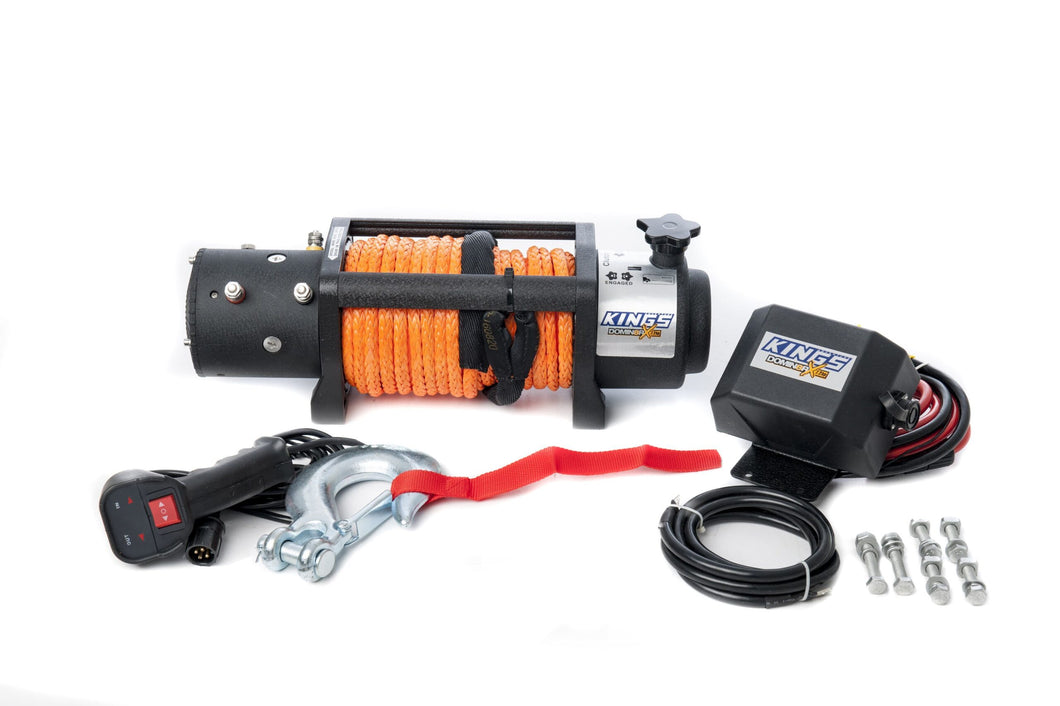 Kings Domin8r Xtreme 12,000lb Winch | 7.2hp Motor | 218:1 Ratio | 26m Synthetic Rope | Wired/Wireless Controller (2 YEAR WARRANTY)