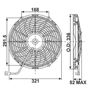 SPAL 12" Fan skew blade 909cfm 52mm deep