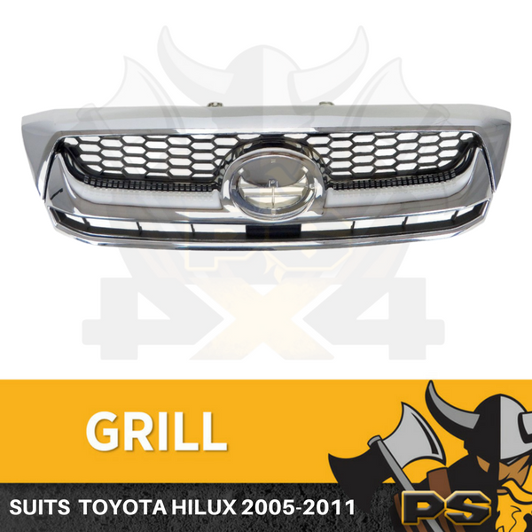 Chrome Grille to suit Toyota Hilux 2005-2011 Chrome Replacement