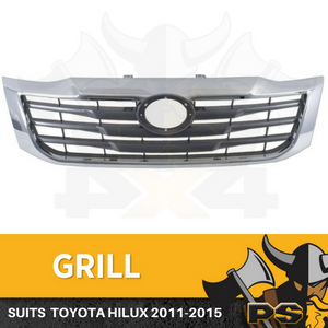 Chrome Grille to suit Toyota Hilux 2011-2015 Chrome Replacement