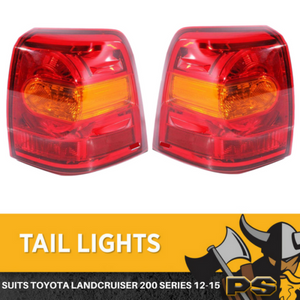Tail Lights Pair to suit Toyota Landcruiser 200 Series 12-15 Rear Tail Lamps