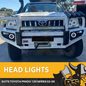 LED Headlights Pair Angel Eye to suit Toyota Prado 120 Series 02-09