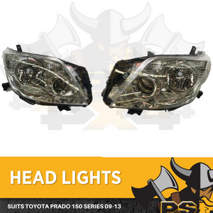 Headlights to suit a Toyota Prado 150 Series 2009-2013 LHS RHS PAIR
