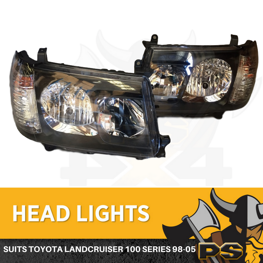 Altezza Black Head Light Set to suit Toyota Landcruiser 100 Series 1998-2005