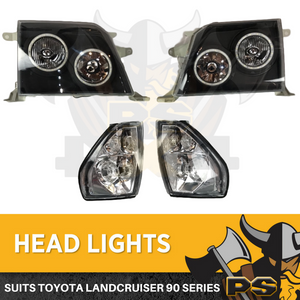 LED Head Lights Projector Angel Eye Headlights to suit Toyota Hiace 2005-2010