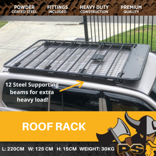 2.2M Steel Flat Roof Rack fit Toyota Landcruiser 100 Series Rain Gutter Full Length