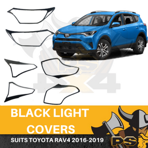 Black Head light Tail light Lamp Covers for Toyota RAV4 2016-2019 Surrounds