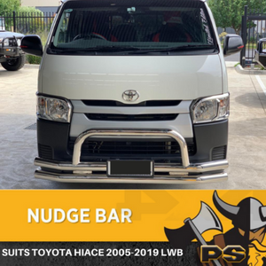 Stainless Steel Nudge Bar to suit Toyota Hiace 2005-2018 LWB Front Bar Chrome (current fitting bolts need re-threading. can discount $50)
