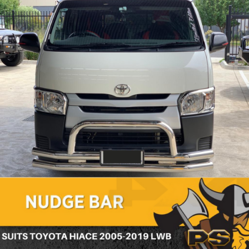 Stainless Steel Nudge Bar to suit Toyota Hiace 2005-2018 LWB Front Bar Chrome (current fitting bolts need re-threading. can discount $50)